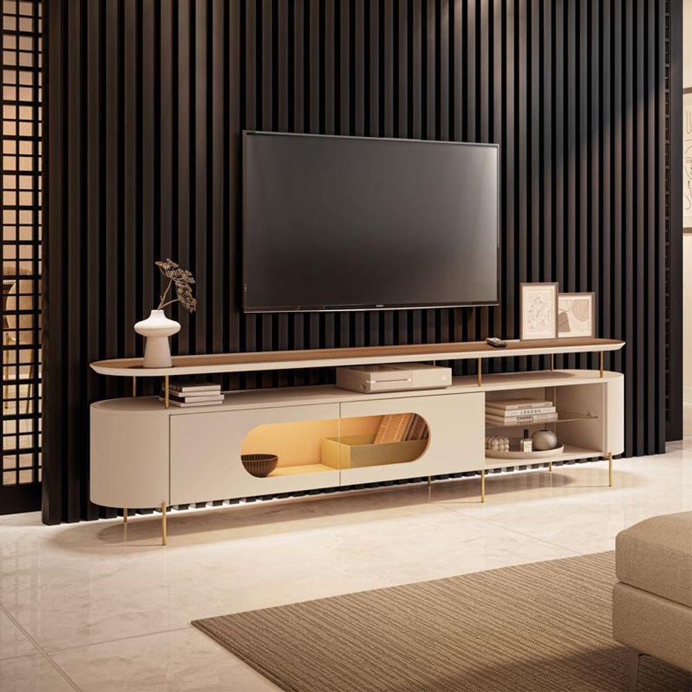 Rack Bancada ária Castanho Off White - Hb Móveis - 3