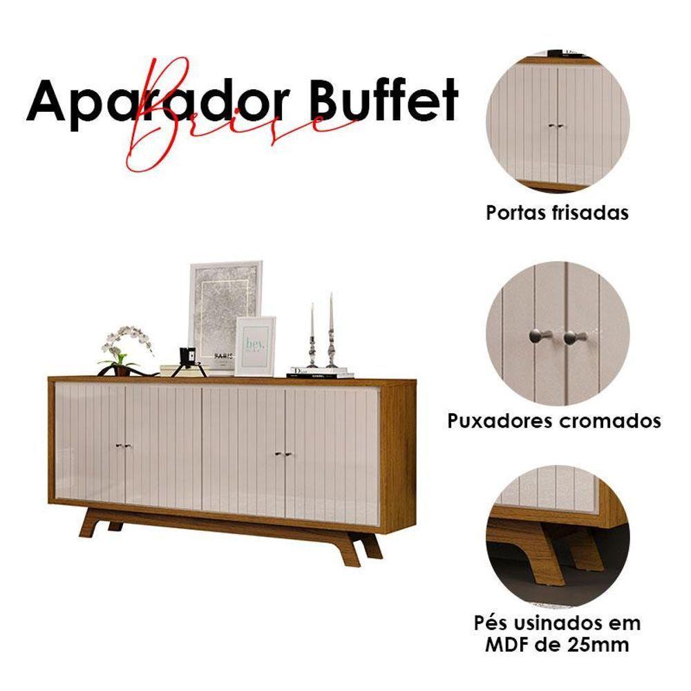 Painel Para Tv Levi Off White Freijó E Aparador Buffet Brise Freijó Off White - Dj Móveis - 6