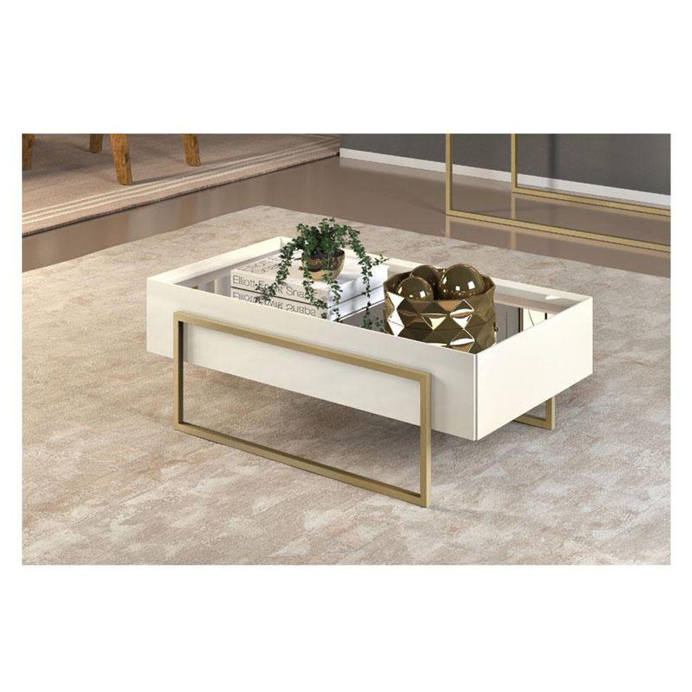 Rack Bancada Scala Com Mesa De Centro Pilar Freijó Off White - Dj Móveis - 6