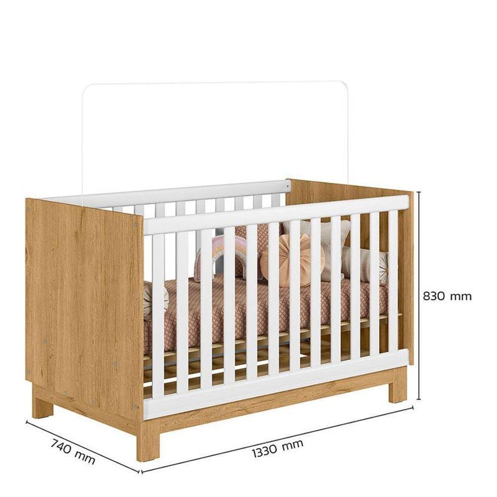 Quarto De Bebê Q Encanto Slim Freijó Toq Branco Acetinado Com Colchão Tend Tudo - Qmovi - 3