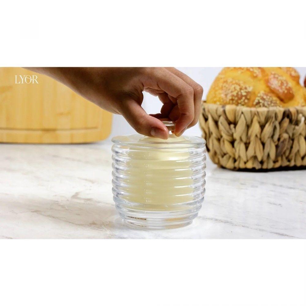 Manteigueira Francesa De Vidro Colméia 9,5 X 10,5 Cm Lyor - 3