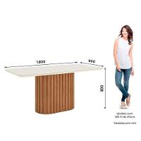 Mesa De Jantar Solana Ambiente 180 Cm Canto Arredondado Com Vidro Nature Off White - Henn - 2