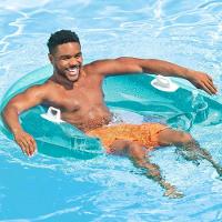 Poltrona Refrescante Caribe Boia Inflável Copos Intex 58859 Verde - 2