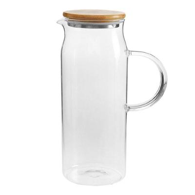 Jarra de Vidro Sense 1,5L com Tampa de Bambu Natural para Servir com Estilo Acabamento Liso Ou