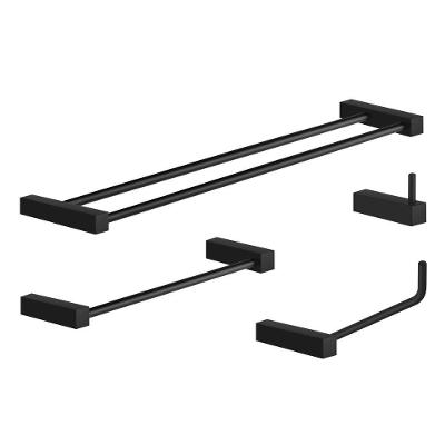 Kit Acessórios Para Banheiro Preto Fosco 4 Peças Grego Metal 2060tr