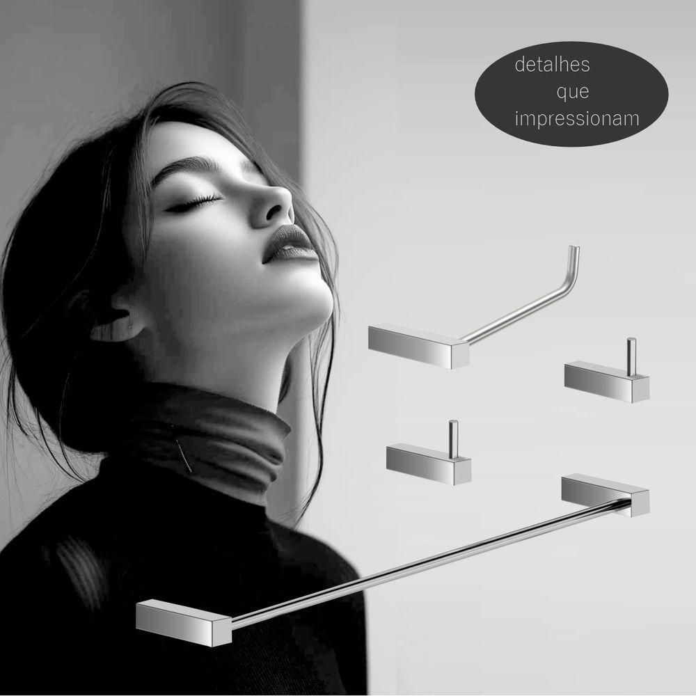 Kit De Acessórios Para Banheiro Escovado 4 Peças Grego Metal 2050tr - 2