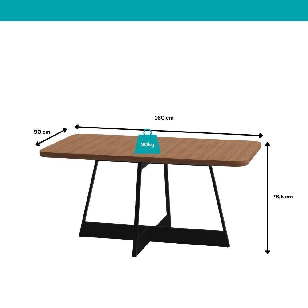 Conjunto Sala De Jantar 6 Cadeiras Arezzo Carraro Nogal E Preto - 4