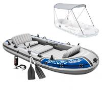 Barco Bote Inflável Excursion 5 Remos Bomba Capota Teto Removível Intex - 1