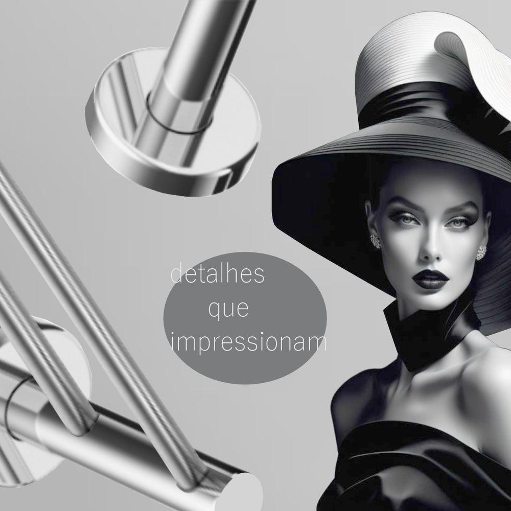 Porta Toalha Toalheiro Duplo Para Banheiro Alto Brilho Atenas 75cm - 2