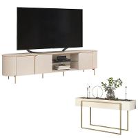 Rack Bancada Para Sala Ariana E Aparador Para Sala Petri Off White - Dj Móveis - 1