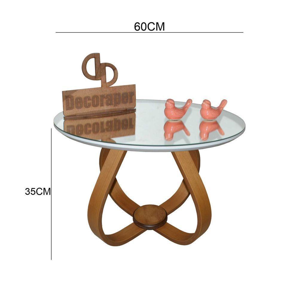 Mesa De Centro Cebola Com Espelho 60cm Branco 35cm - 2
