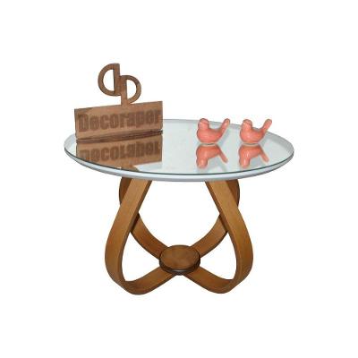 Mesa De Centro Cebola Com Espelho 60cm Branco 35cm