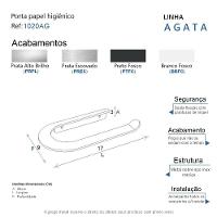 Porta Papel Higiênico Para Banheiro Preto Fosco Agata Grego Metal - 2