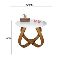 Mesa De Centro Cebola Com Vidro 50cm Branco 35cm - 2