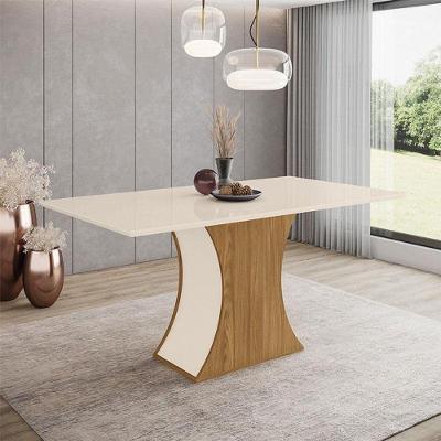 Mesa De Jantar Luiza 160 Cm Ambiente Canto Reto Sem Vidro Nature Off White - Henn
