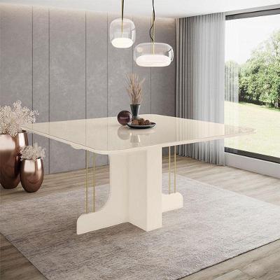 Mesa De Jantar Mavi Ambiente 150 Cm Canto Arredondado Com Vidro Off White - Henn