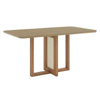 Mesa De Jantar Natalí 160 Cm Ambiente Canto Arredondado Com Vidro Nature - Henn - 3