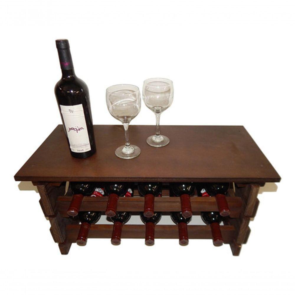 Adega Vinho Madeira 10 Garrafas Tipo Mesinha Imbuia C05 - 3