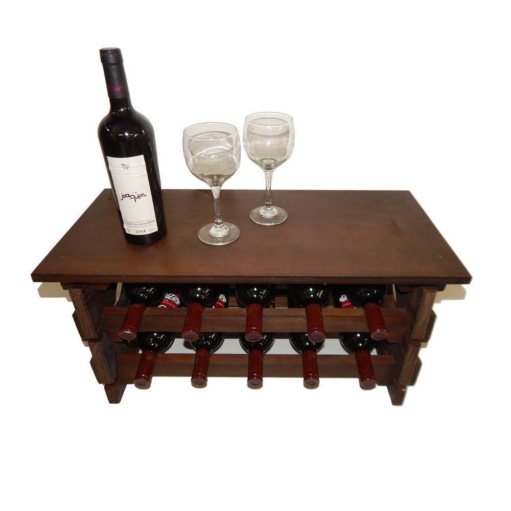 Adega Vinho Madeira 10 Garrafas Tipo Mesinha Imbuia C05 - 5