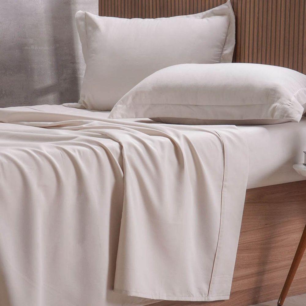 Jogo De Cama Queen 4 Pçs 1000 Fios Toque Acetinado Tessi Bege - 2