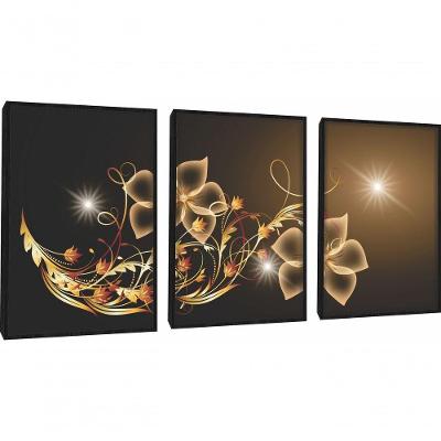 Quadro Decorativo Flor Digital Com Moldura Preto