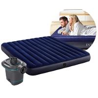 Colchão Inflável Casal King 203cm X 183cm Dura Beam Downy Aveludado 272kg Com Bomba Elétrica Intex 220v - 1