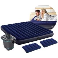 Colchão Inflável Casal King Dura Beam Downy Aveludado Com 2 Travesseiros Infláveis E Bomba Elétrica Intex 220v - 1
