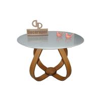 Mesa De Centro Cebola Com Vidro 60cm Off White 40cm - 1