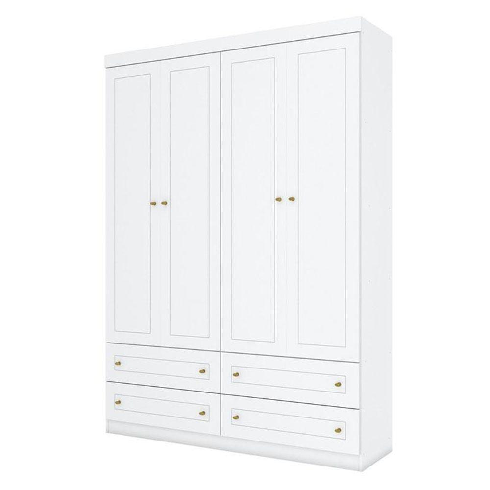 Quarto Infantil 4 Portas Mississipi Com Berço Multifuncional Cleo Ambiente Branco Fosco Com Colchão Ortobom - Henn - 5