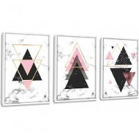 Quadro Decorativo Geométrico Triângulo Com Moldura Branco - 1