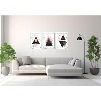 Quadro Decorativo Geométrico Triângulo Com Moldura Branco - 3