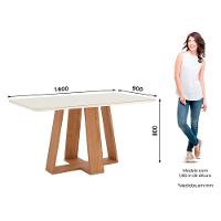 Mesa De Jantar Lins 160 Cm Canto Arredondado Com Vidro Ambiente Nature Off White - Henn - 2