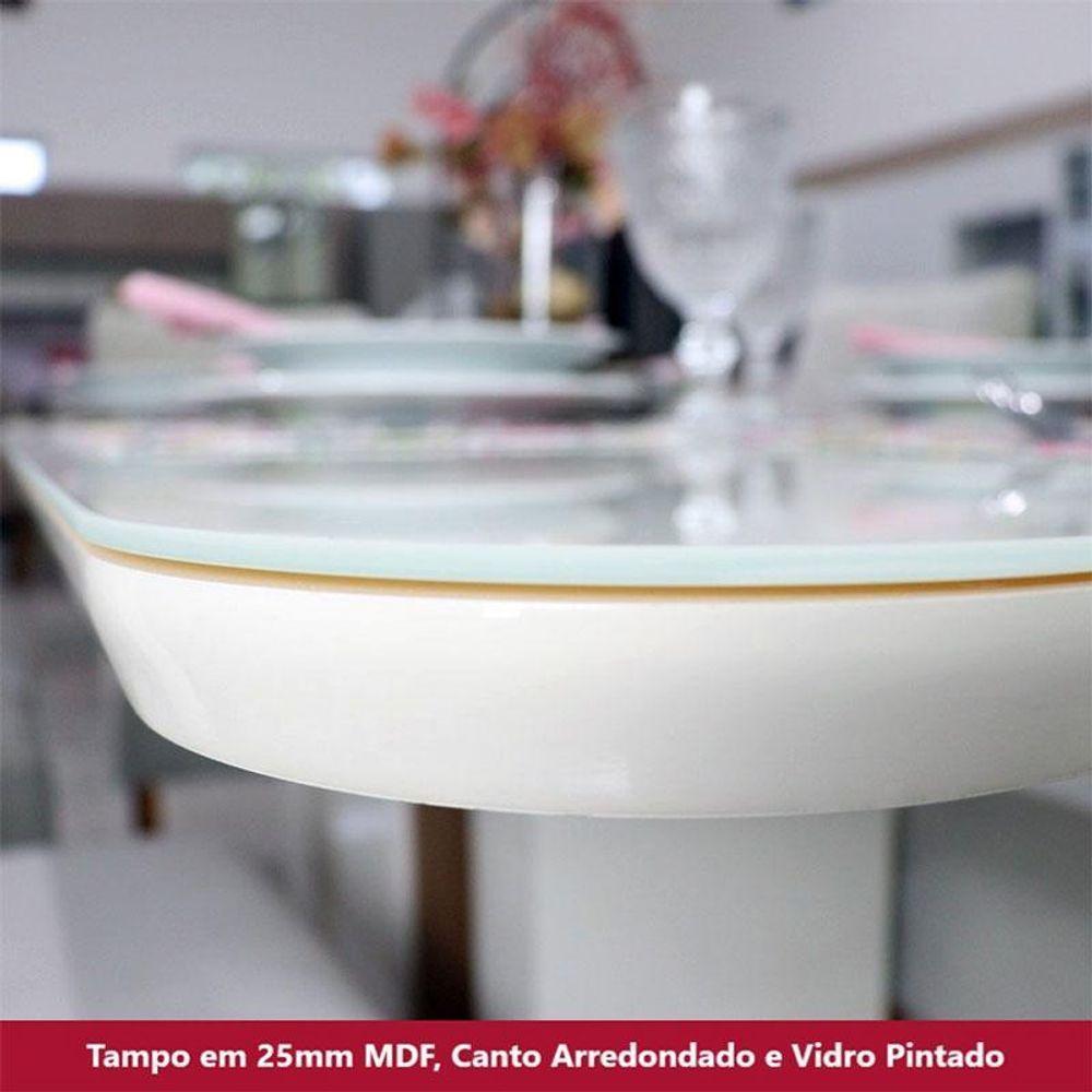 Mesa De Jantar Luiza 160 Cm Ambiente Canto Arredondado Com Vidro Nature Off White - Henn - 4