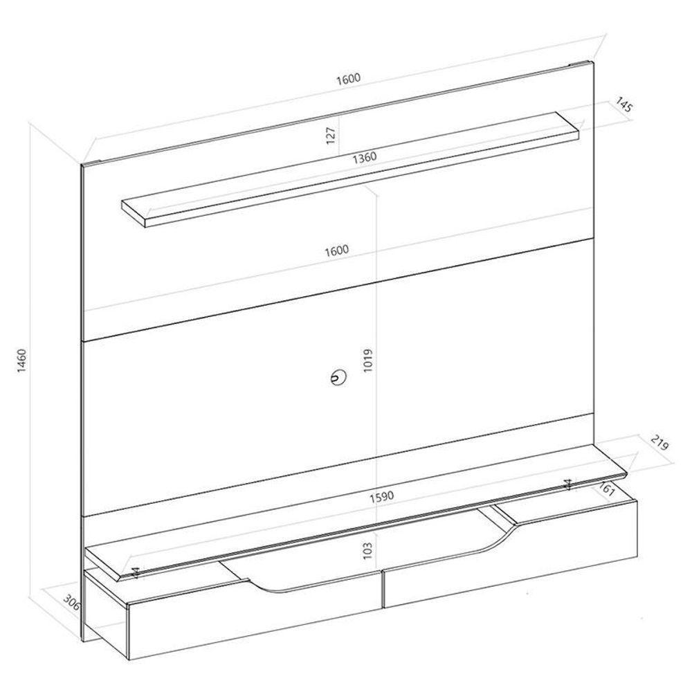 Painel Para Tv Levi Off White Freijó E Aparador Para Sala Suri Off White - Dj Móveis - 4