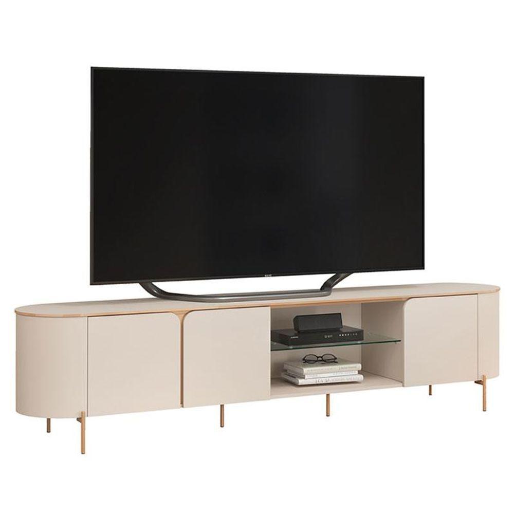 Rack Bancada Ariana Com Aparador Suri E Mesa De Centro Suri Off White - Dj Móveis - 2