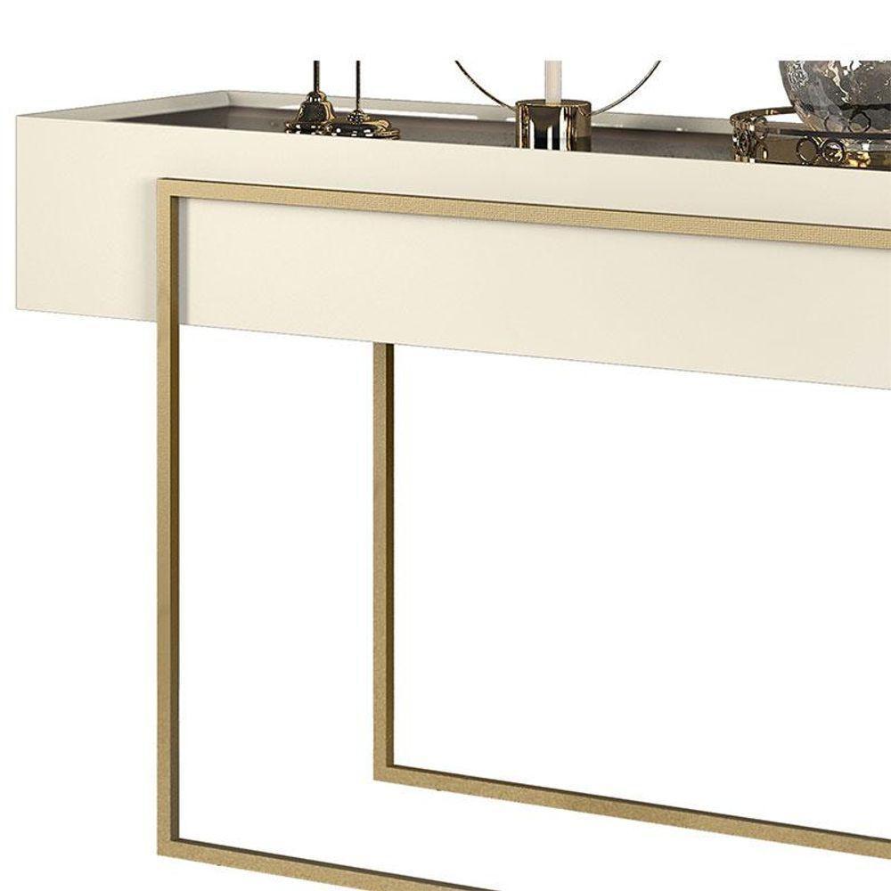 Rack Bancada Ariana Com Aparador Suri E Mesa De Centro Suri Off White - Dj Móveis - 7