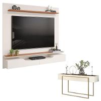 Painel Para Tv Levi Off White Freijó E Aparador Para Sala Pilar Off White - Dj Móveis - 1