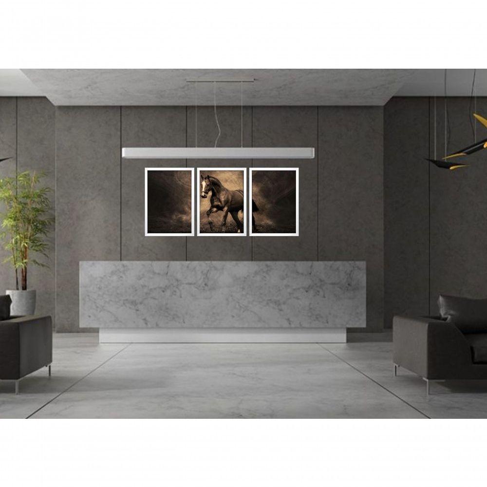 Quadros Decorativos Cavalo Moderno Animal Com Moldura Branco - 3
