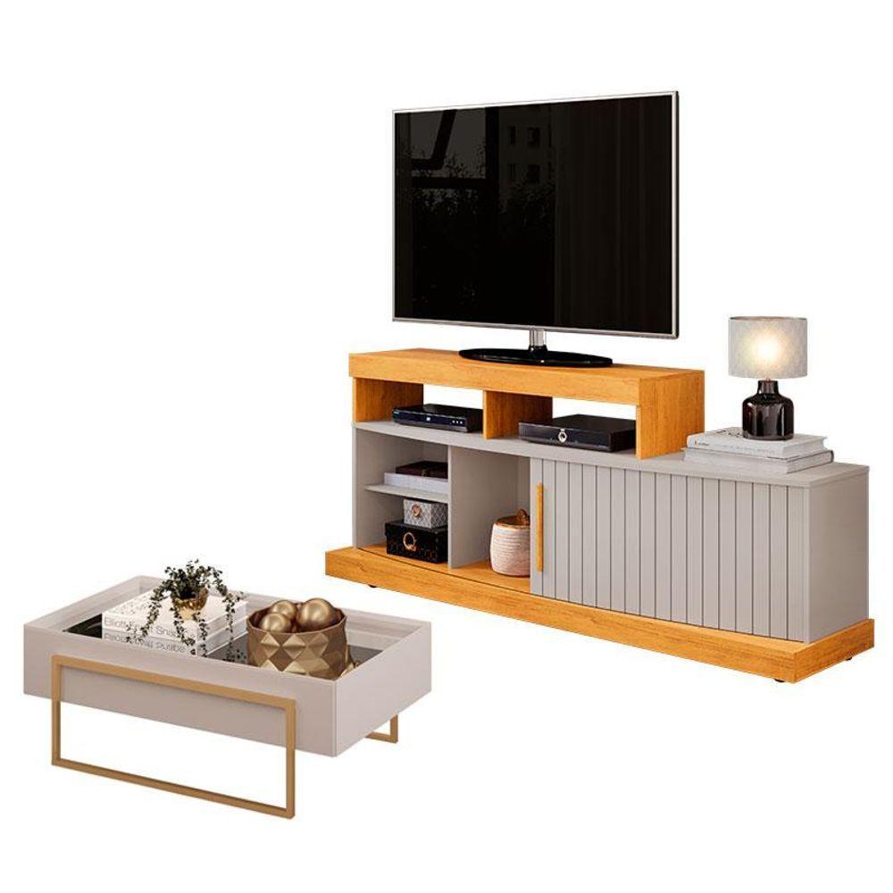 Rack Bancada Scala Com Mesa De Centro Suri Cedro Bali - Dj Móveis - 1