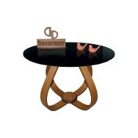 Mesa De Centro Cebola Com Vidro 60cm Preta 40cm - 1