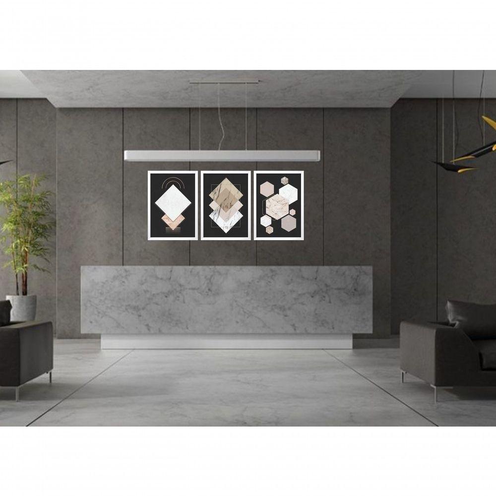 Quadro Decorativo Geométrico Moderno Com Moldura Branco - 3