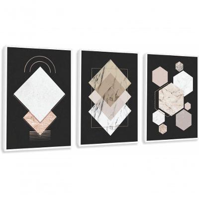 Quadro Decorativo Geométrico Moderno Com Moldura Branco