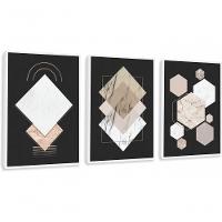 Quadro Decorativo Geométrico Moderno Com Moldura Branco - 1