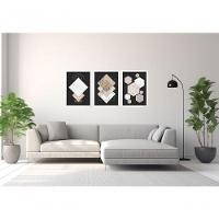 Quadro Decorativo Geométrico Moderno Com Moldura Branco - 2