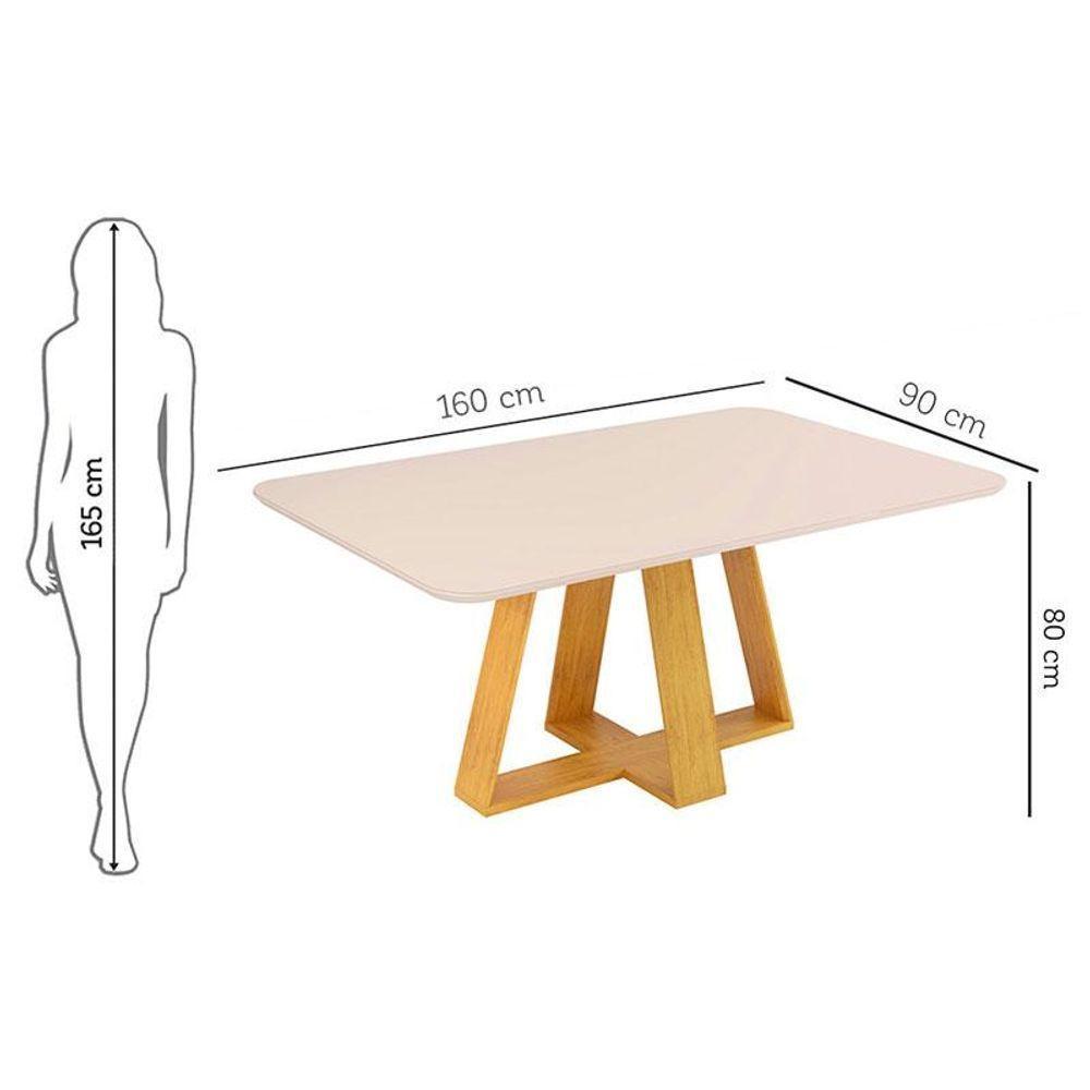 Mesa De Jantar Kiara Tampo Chanfrado Curvo Cedro Off White - Dj Móveis - 2