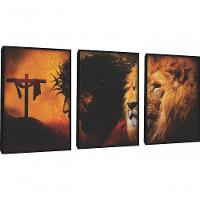 Quadro Decorativo Leão De Juda Jesus Cristo Com Moldura Preto - 1