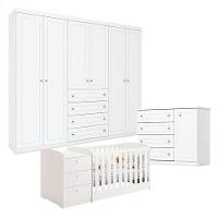 Quarto Mississipi 6 Portas Com Berço Multifuncional Atlanta Ambiente Branco Fosco Henn - Reller - 9