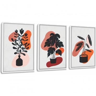 Quadro Decorativo Vaso De Planta Ilustrativo Com Moldura Branco