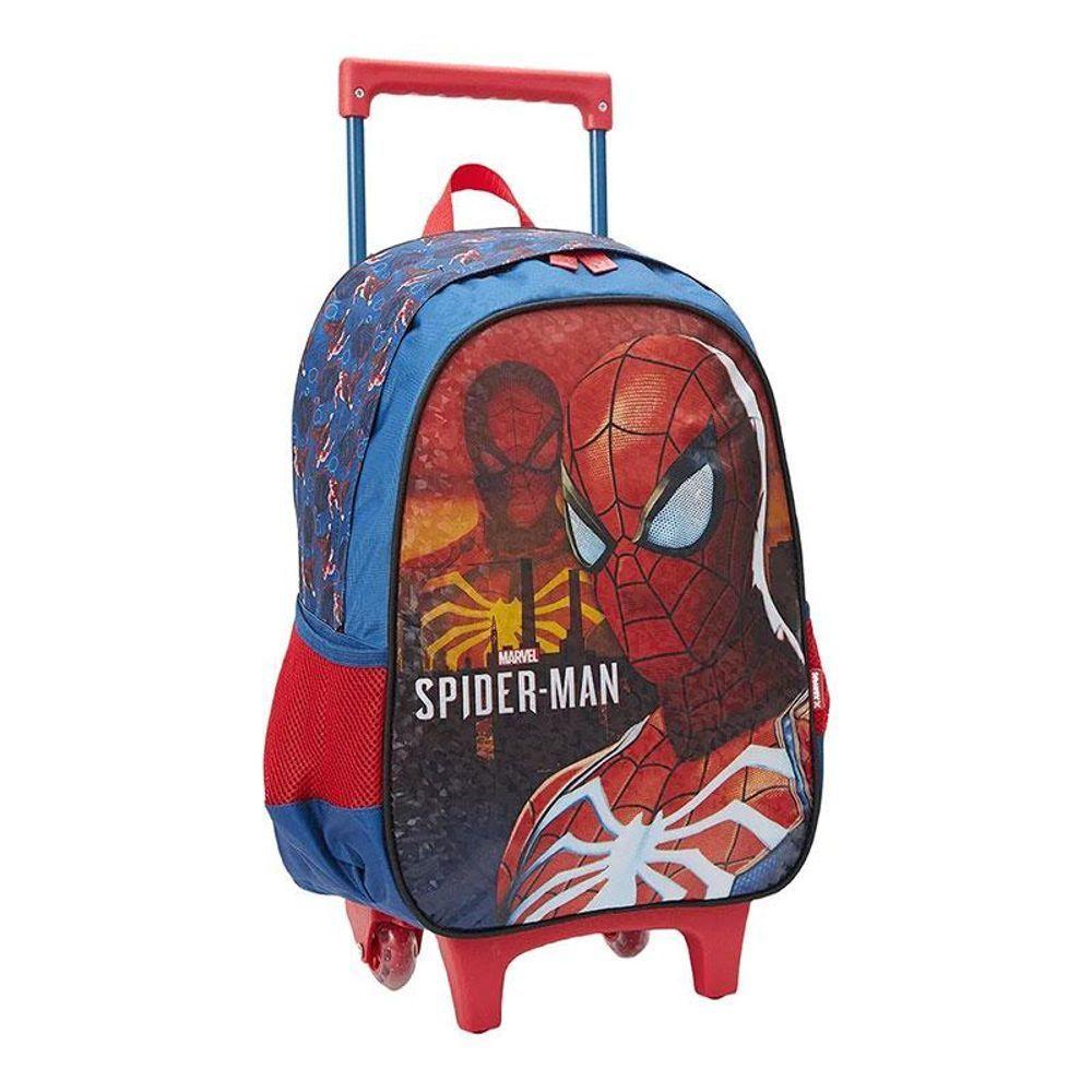Mochila Escolar Infantil Com Rodinhas Spider Man 13350 Azul - Xeryus - 1