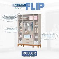Quarto De Bebê Flip Guarda Roupa 4 Portas Areia Acetinado Com Colchão Ortobom - Reller